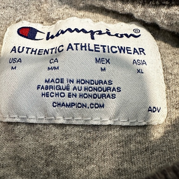 Champion Y2K Pullover Sweatshirt Men's M Dark Gray Spell Out Logo Crew Neck. - Picture 6 of 11